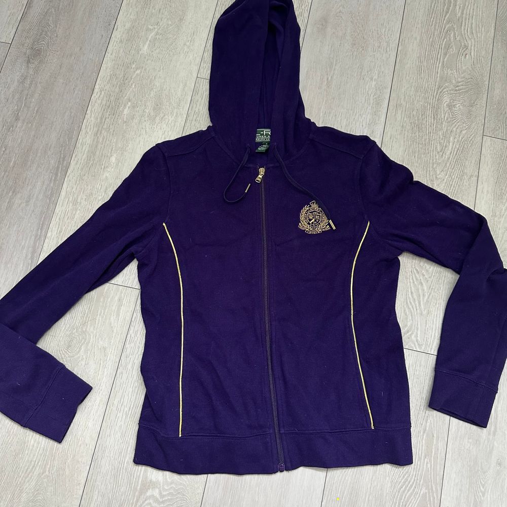 100% cotton vintage Ralph Lauren active purple zipper hooded sweater‎ size small